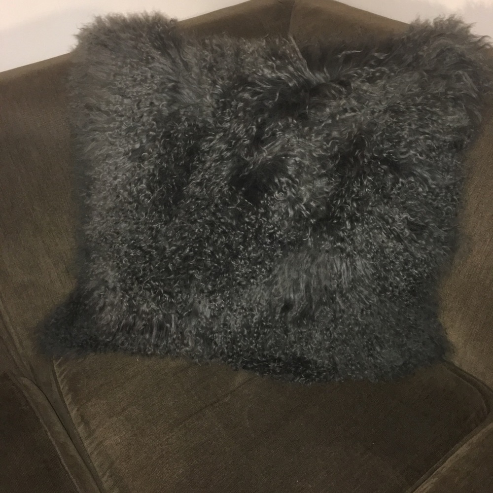 WEST ELM 24 Mongolian Lambswool Fur Cover  Pillow